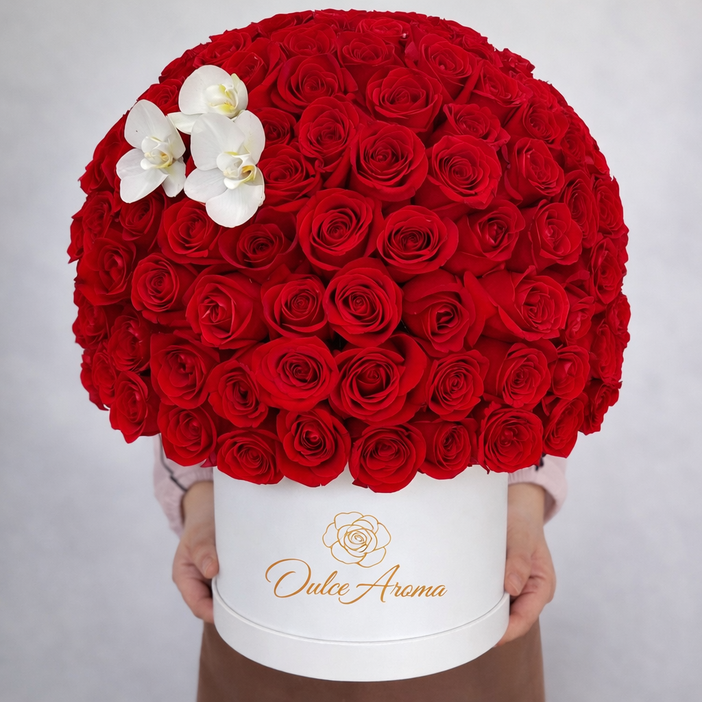 Esfera rosas y orquídea