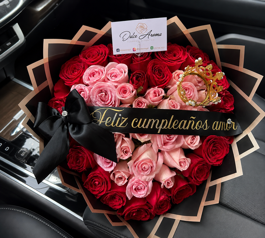 Ramo 100 rosas corazón
