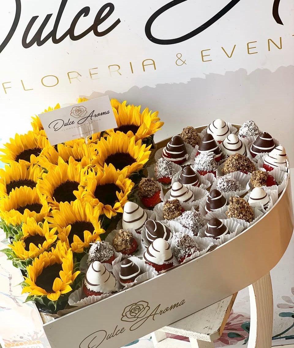 Caja Girasol Fresas Grande