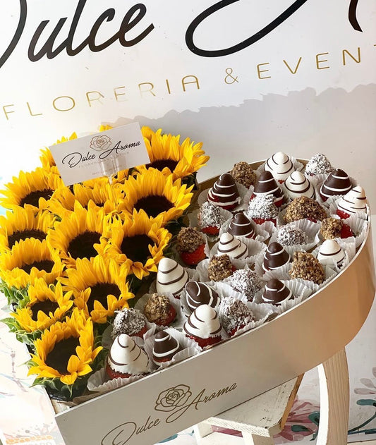 Caja Girasol Fresas Grande