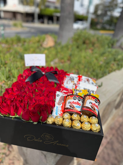 Caja  cuadradas rosas y dulces