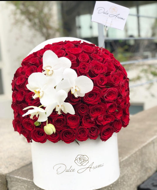 Caja Circular Media Esfera Orquideas