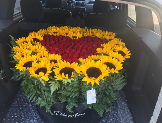Caja Circular Girasoles y Rosas