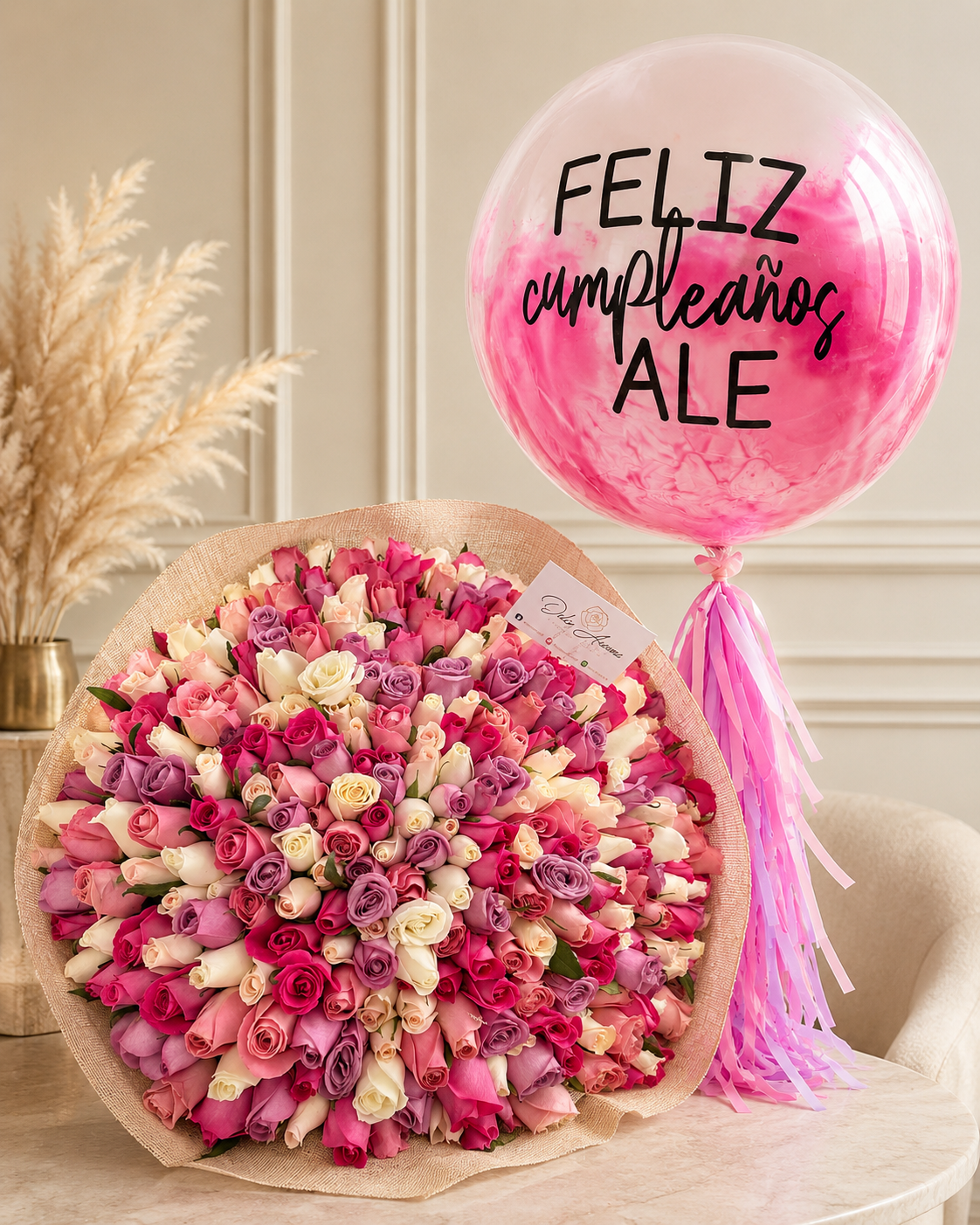Paquete Ramo 300 rosas y globo