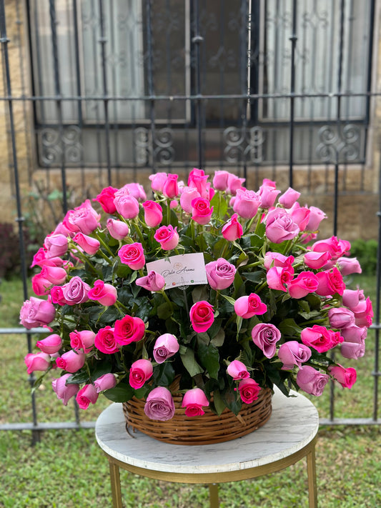 Canasta de 200 rosas