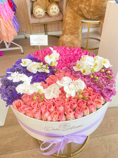 Circular pave rosas y orquídeas Phalaenopsis