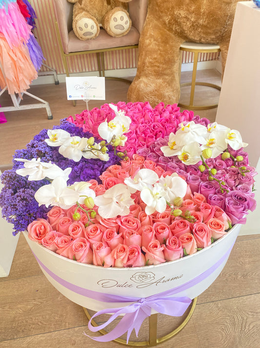 Circular pave rosas y orquídeas Phalaenopsis