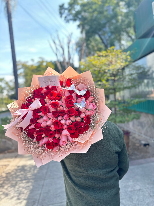 Ramo 100 rosas Pink & Red