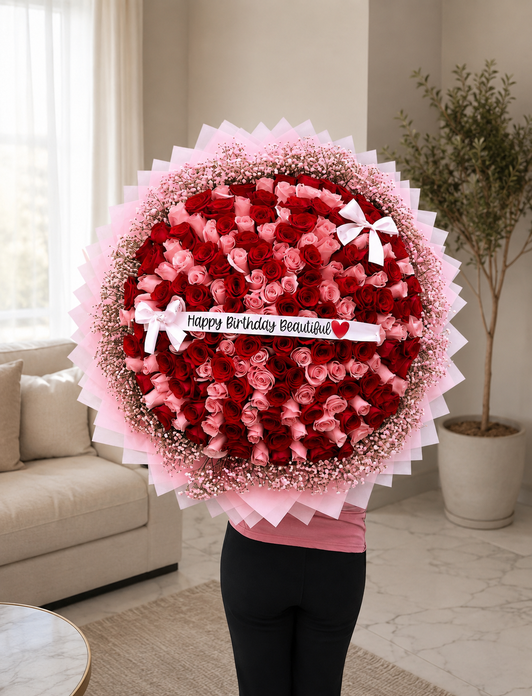 Ramo 200 rosas y gypso (Personalizado)