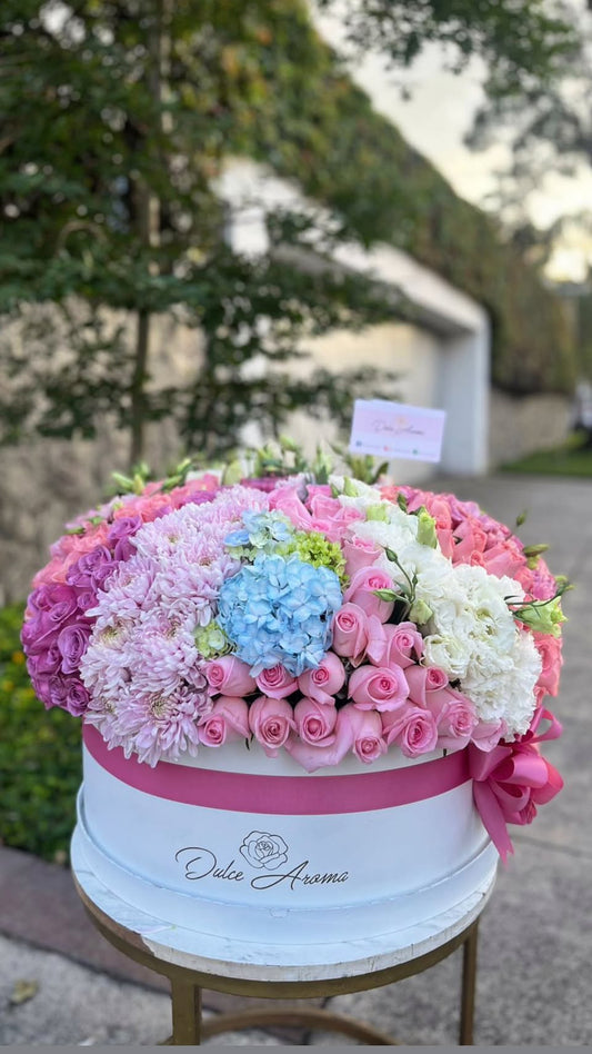 Caja Circular Esfera Rosa Suprema Mediana