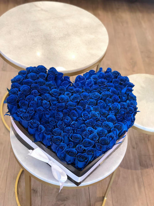 Corazón Rosas Azules Mediano