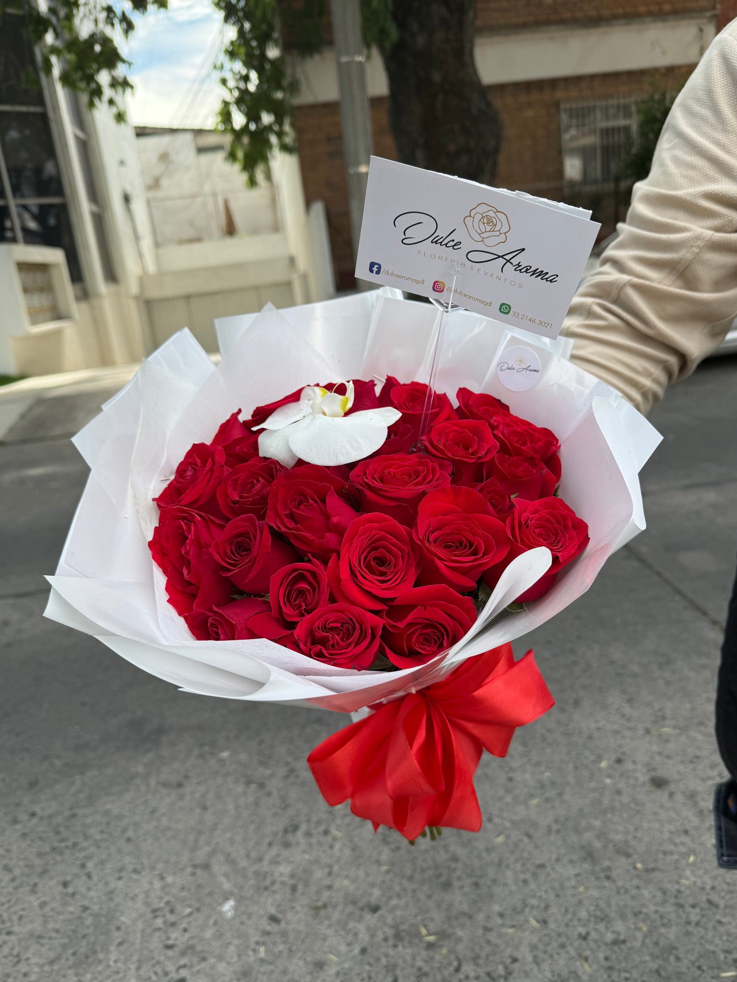 Ramo 24 rosas y orquídea