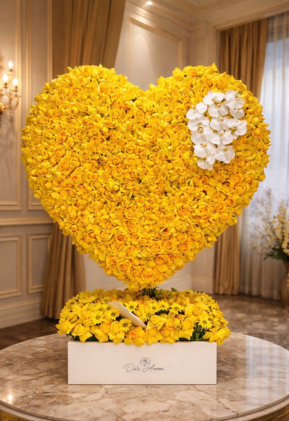 Corazón Escultura "FLORES AMARILLAS"