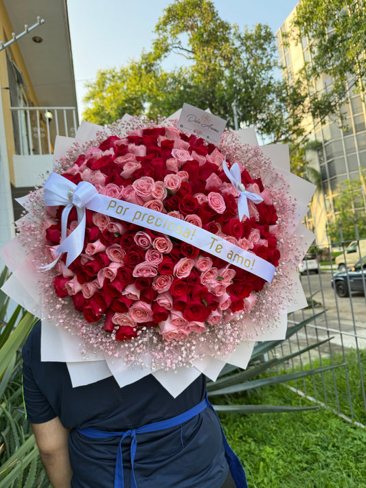 Ramo 200 rosas y gypso (Personalizado)
