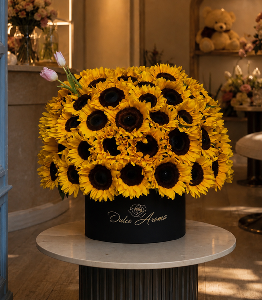 Media Esfera Girasoles y 10 Tulipanes