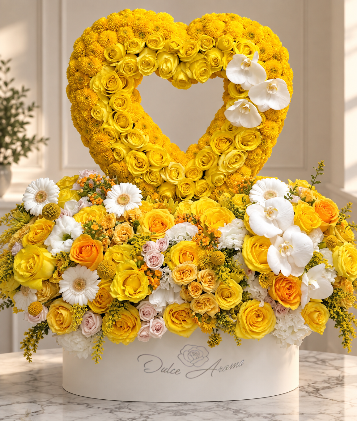 Diseño Corazón de Oro "FLORES AMARILLAS"