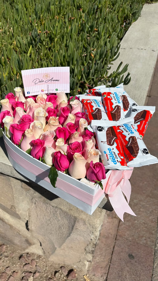 Corazón rosas y dulces mediano