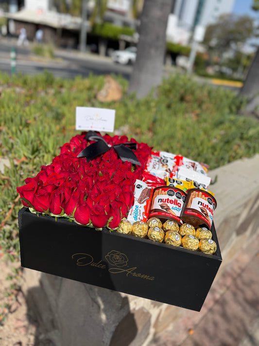 Caja  cuadradas rosas y dulces