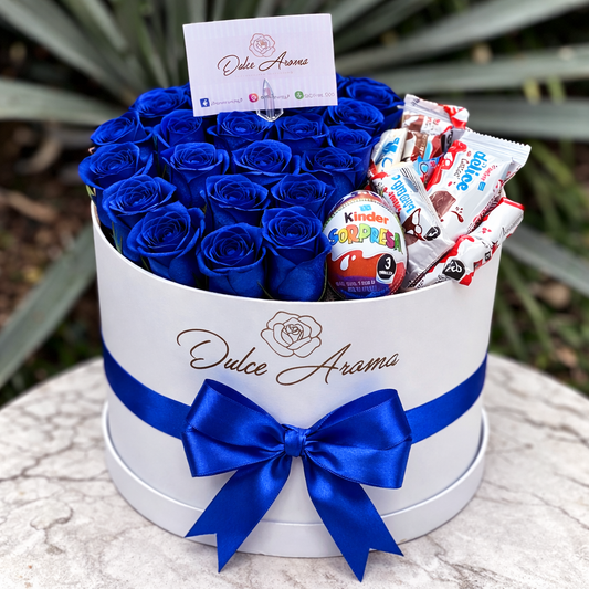 Caja circular rosas y dulces