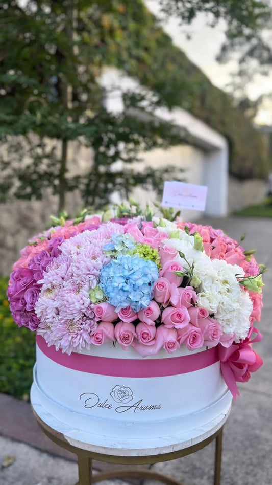 Caja Circular Esfera Rosa Suprema Mediana