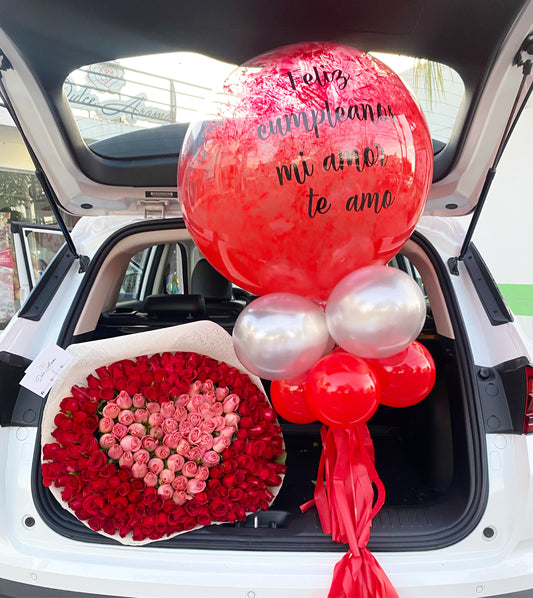 Paquete ramo 200 rosas y globo gigante