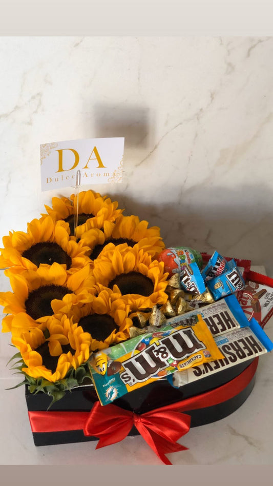 Corazón girasol y dulces chico