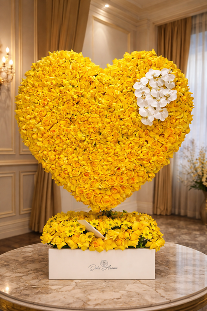 Corazón Escultura "FLORES AMARILLAS"