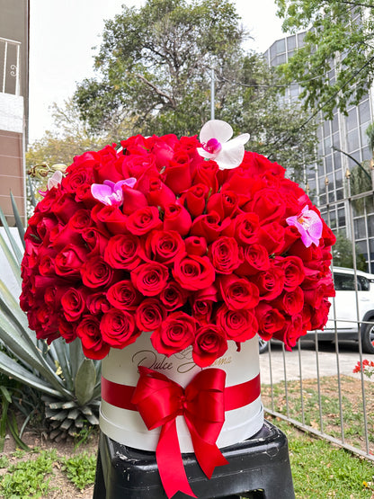 Esfera rosas y orquídeas