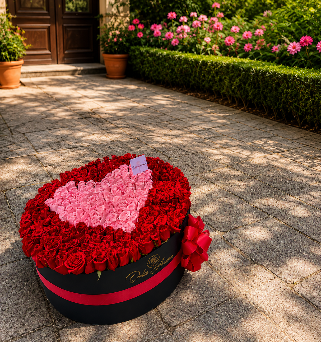 Caja circular pave rosas grande