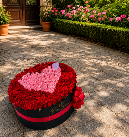 Caja circular pave rosas grande