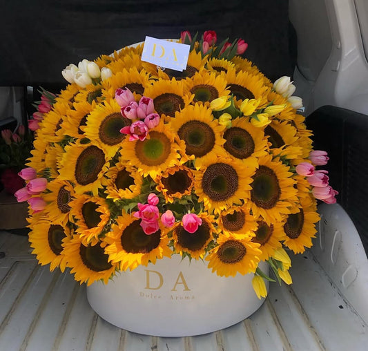 Caja Circular Grande Girasoles