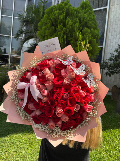 Ramo 100 rosas y gypso