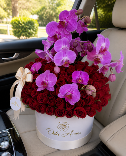 Esfera rosas y orquídeas