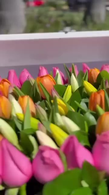 Cofre rosas y tulipanes mediano