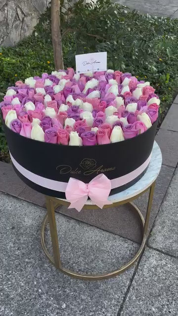 Caja circular pave rosas grande